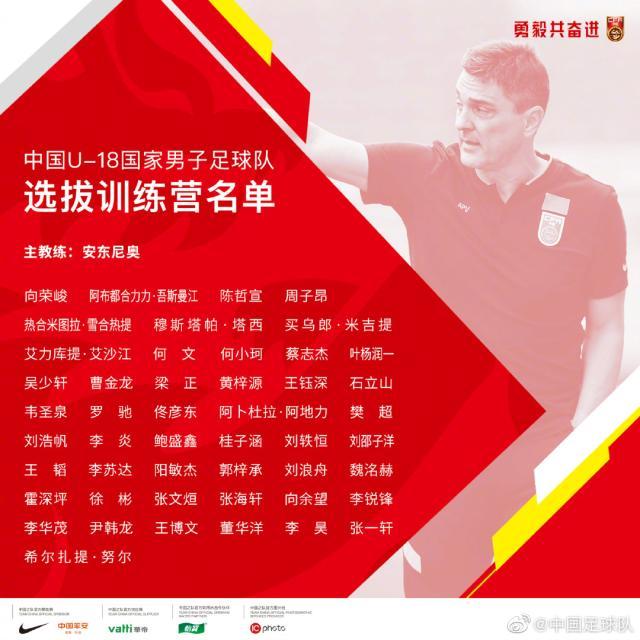 爱游戏娱乐-U18男足选拔训练营名单：鲁能9人 亚泰恒大各7人